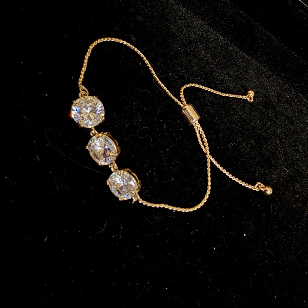 Gold Tone Three-Stone Slider Bracel